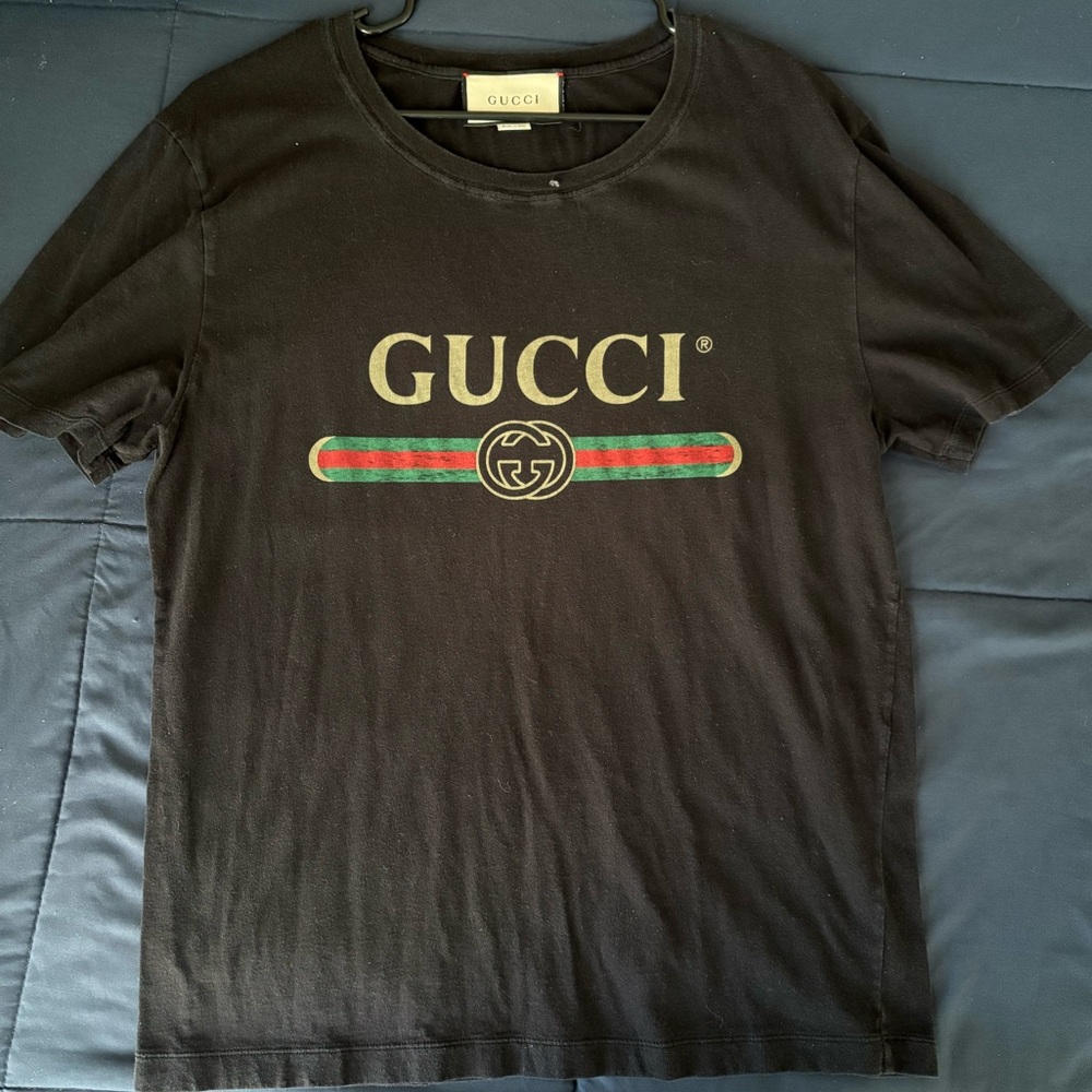 Gucci Logo Washed Print T-Shirt Black
